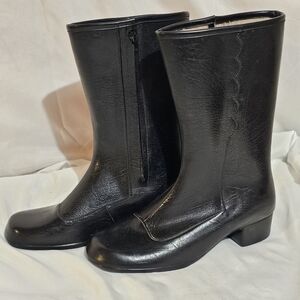 VTG 60s 70’s Fleece Lined Leather Boots, Waterproof To Zipper, Unbranded, USA
